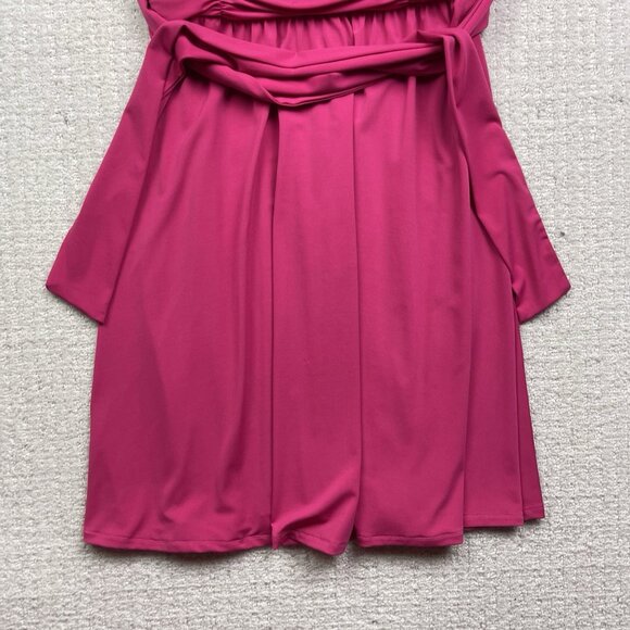 Pink Sleeveless Fit & Flare Cocktail Dress Embellished Scoop Neck Ruched Read - Picture 4 of 10